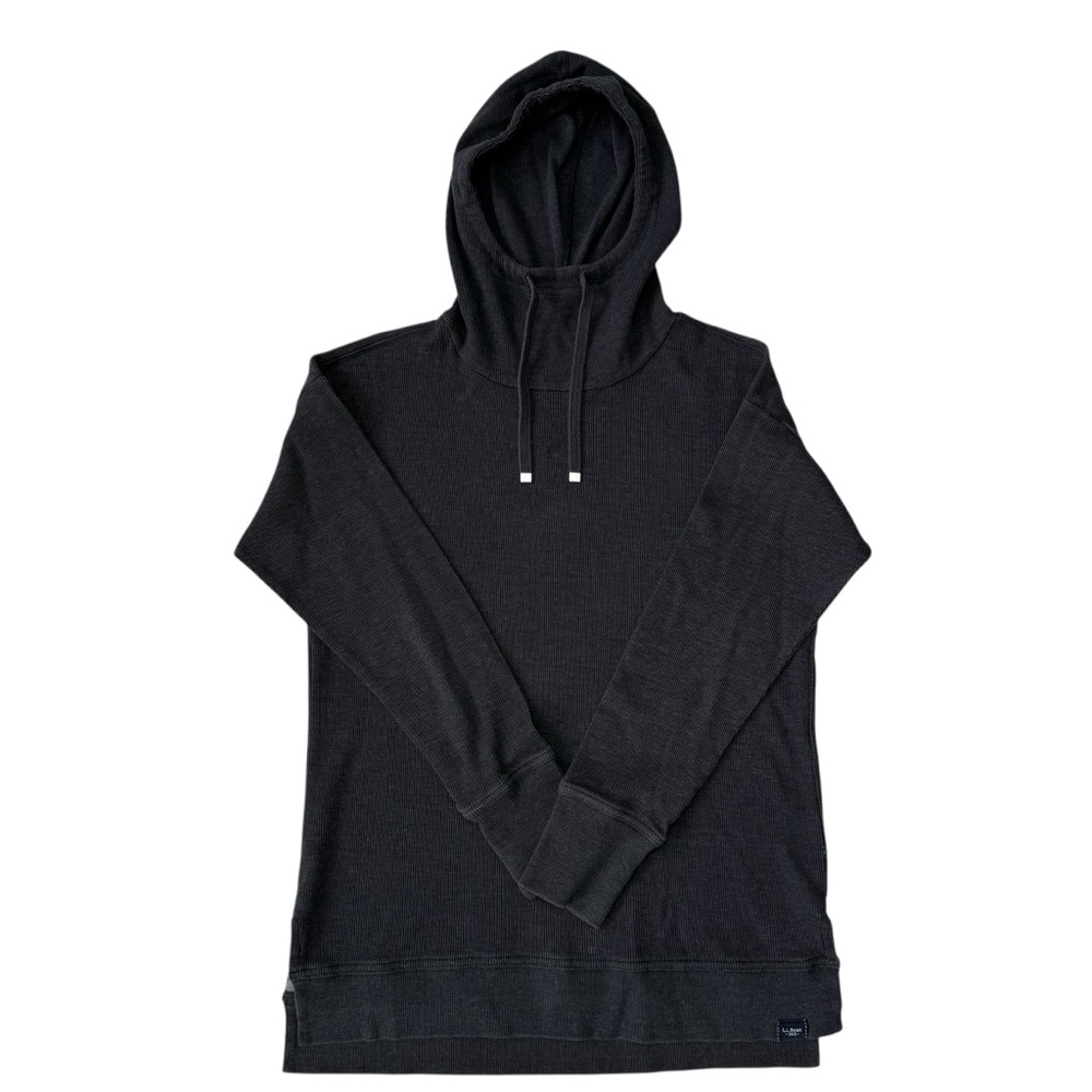 L.L. Bean Women’s Waffle Knit Dark Gray Pullover Hoodie | Size XS